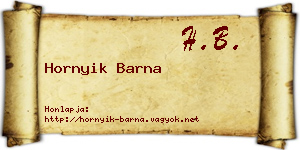 Hornyik Barna névjegykártya